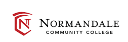 A black and white image of the norman community college logo.